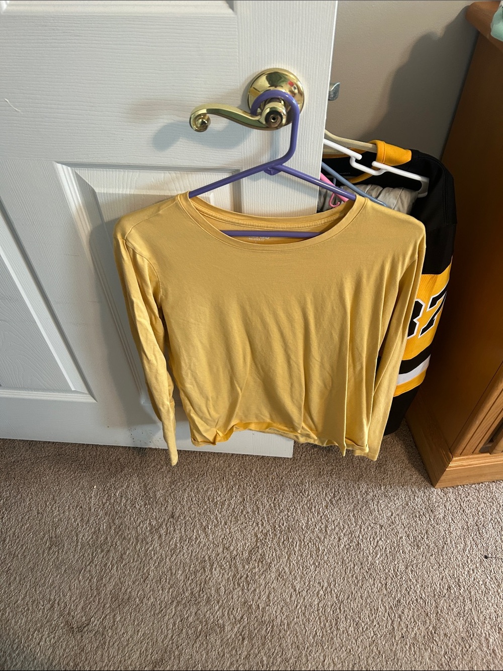 Lands' End Women's Long Sleeve Crewneck Top - Mustard Yellow